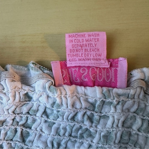 She's Cool Green and White Smocked Short Lined Bubble Mini Skirt size Large - Picture 14 of 15